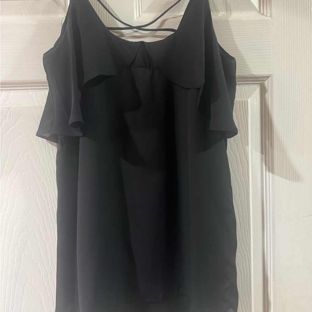 Very J Black Ruffle Blouse